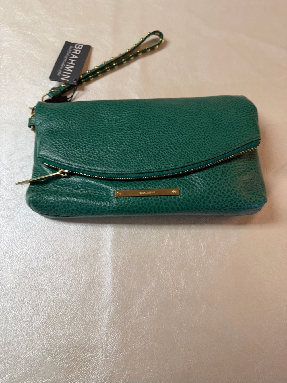 Brahmin Emerald Green Pebbled Leather Wristlet